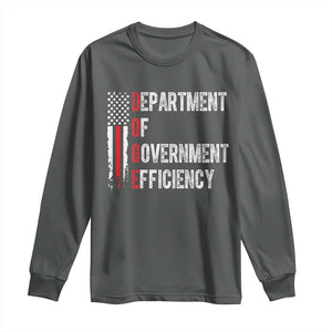 DOGE Department Of Government Efficiency Long Sleeve Shirt D.O.G.E. Partiotic US Flag TS10 Dark Heather Print Your Wear