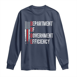 DOGE Department Of Government Efficiency Long Sleeve Shirt D.O.G.E. Partiotic US Flag TS10 Navy Print Your Wear