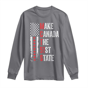 Funny Trump Make Canada 51st State Long Sleeve Shirt TS10 Charcoal Print Your Wear