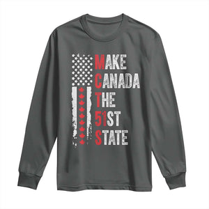 Funny Trump Make Canada 51st State Long Sleeve Shirt TS10 Dark Heather Print Your Wear