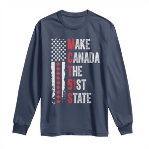 Funny Trump Make Canada 51st State Long Sleeve Shirt TS10 Navy Print Your Wear