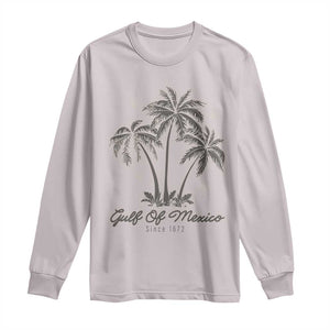 Gulf of Mexico Long Sleeve Shirt 1672 Retro Beach Vibe Palm Trees TS10 Ice Gray Print Your Wear