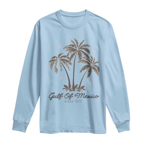 Gulf of Mexico Long Sleeve Shirt 1672 Retro Beach Vibe Palm Trees TS10 Light Blue Print Your Wear