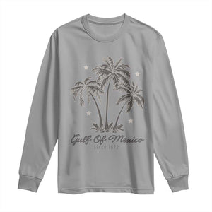 Gulf of Mexico Long Sleeve Shirt 1672 Retro Beach Vibe Palm Trees TS10 Sport Gray Print Your Wear