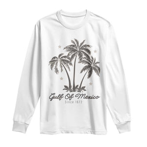 Gulf of Mexico Long Sleeve Shirt 1672 Retro Beach Vibe Palm Trees TS10 White Print Your Wear