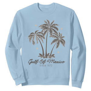 Gulf of Mexico Sweatshirt 1672 Retro Beach Vibe Palm Trees TS10 Light Blue Print Your Wear