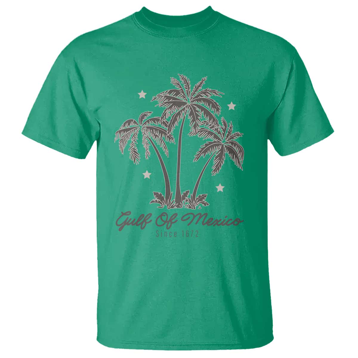 Gulf of Mexico T Shirt 1672 Retro Beach Vibe Palm Trees TS10 Irish Green Print Your Wear