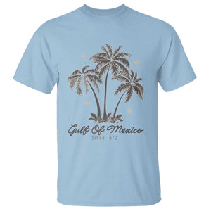 Gulf of Mexico T Shirt 1672 Retro Beach Vibe Palm Trees TS10 Light Blue Print Your Wear