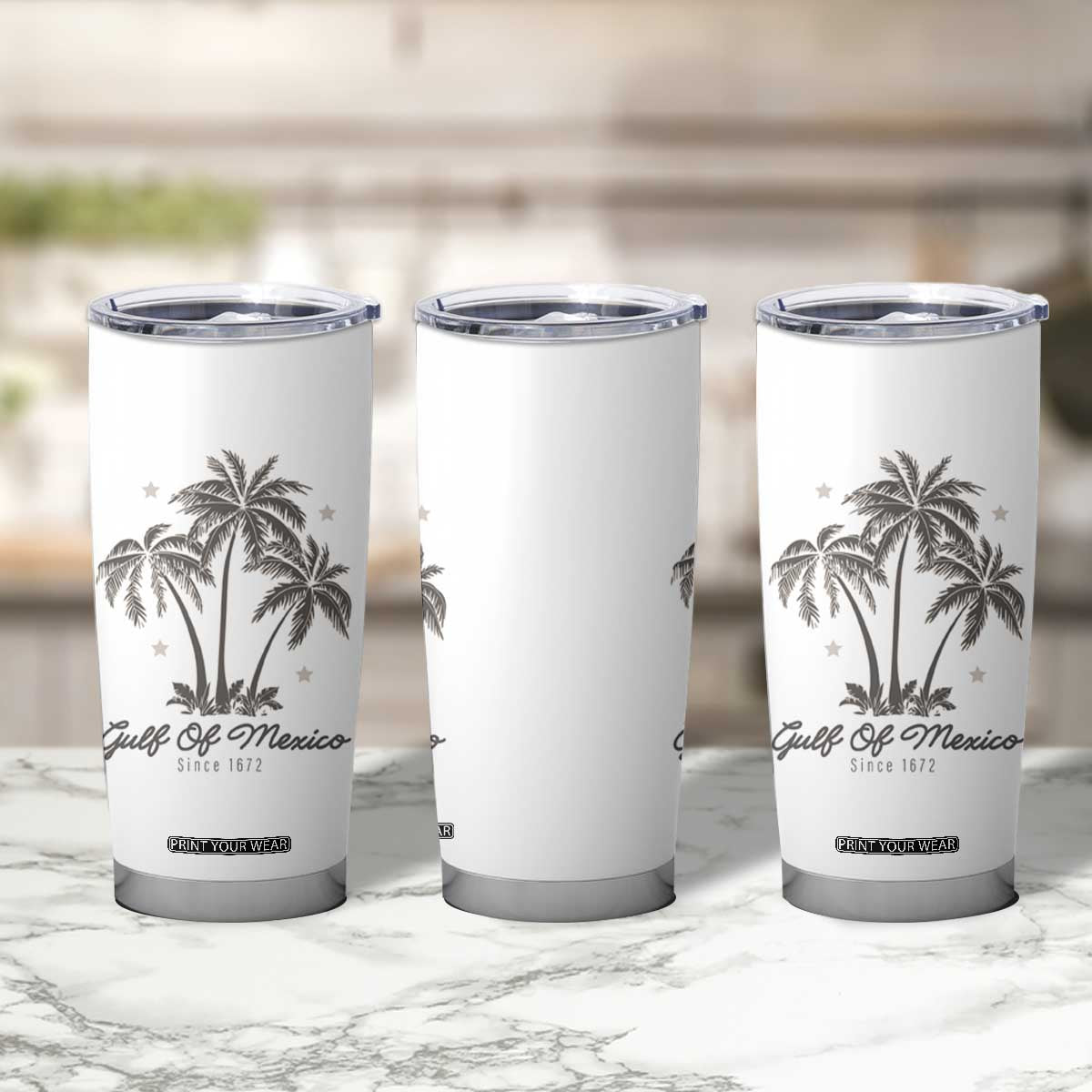 Gulf of Mexico Tumbler Cup 1672 Retro Beach Vibe Palm Trees TS10 Print Your Wear