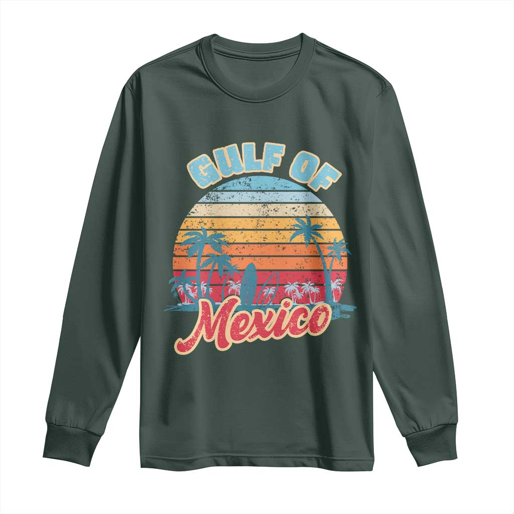 Gulf of Mexico Long Sleeve Shirt Retro Vintage Beach TS10 Dark Forest Green Print Your Wear