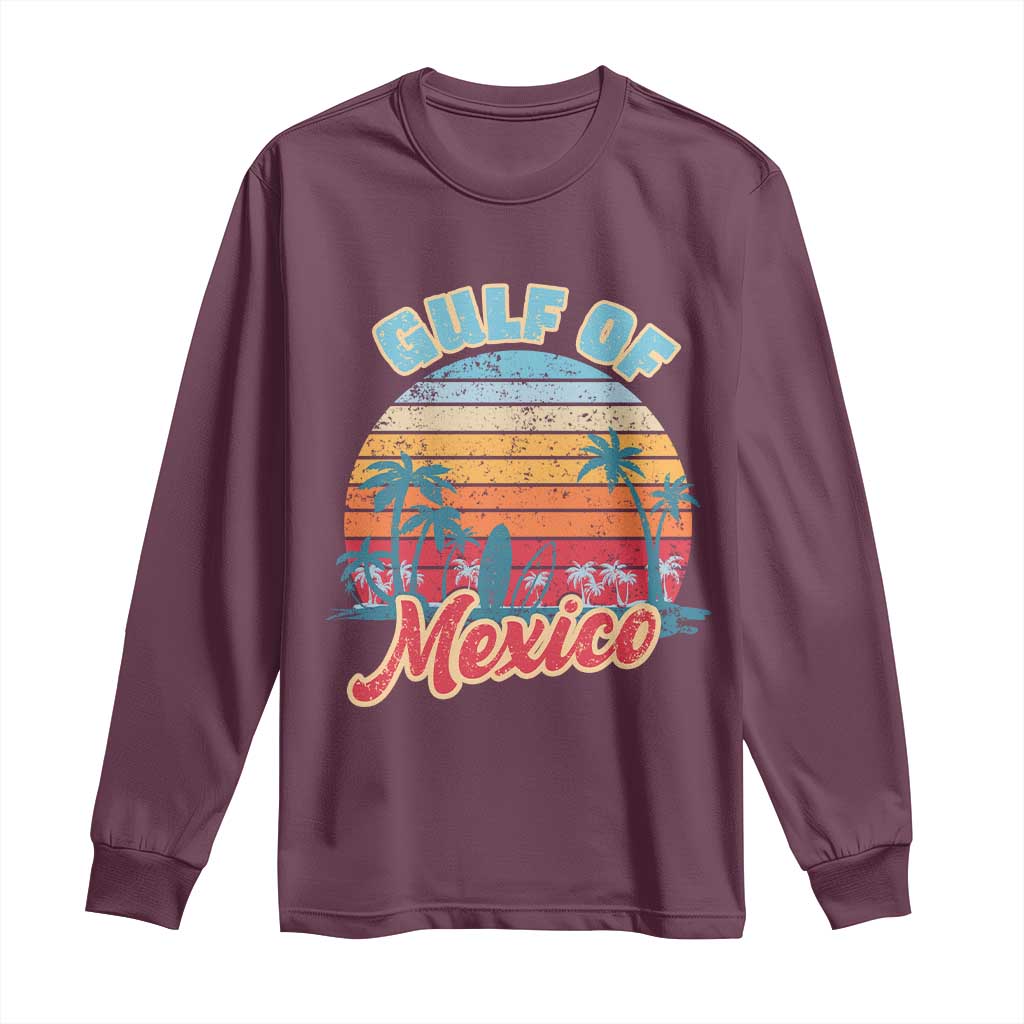 Gulf of Mexico Long Sleeve Shirt Retro Vintage Beach TS10 Maroon Print Your Wear