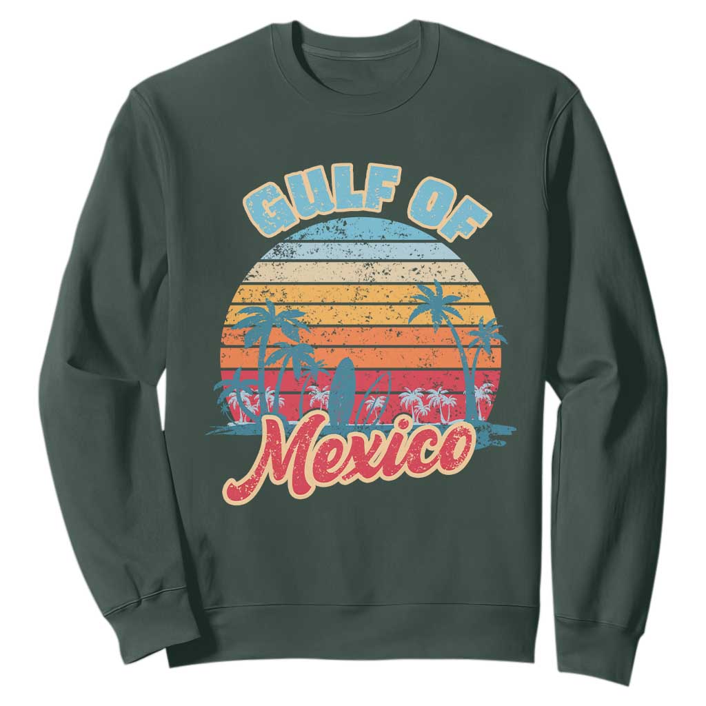 Gulf of Mexico Sweatshirt Retro Vintage Beach TS10 Dark Forest Green Print Your Wear