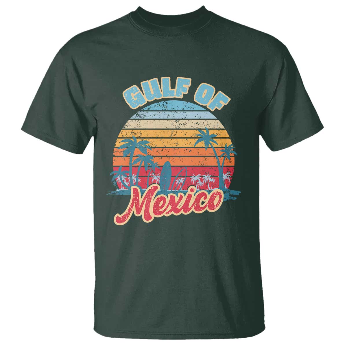 Gulf of Mexico T Shirt Retro Vintage Beach TS10 Dark Forest Green Print Your Wear