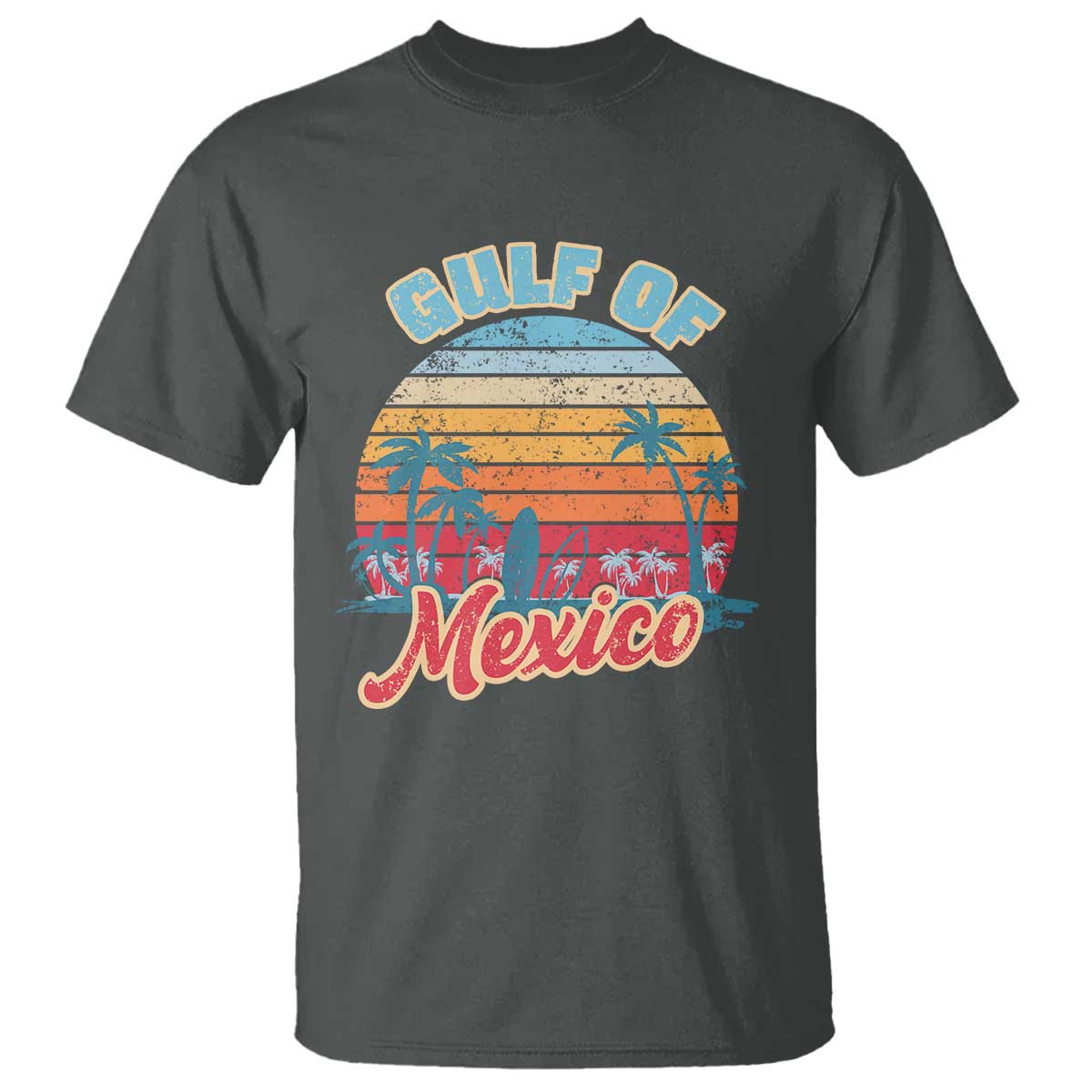 Gulf of Mexico T Shirt Retro Vintage Beach TS10 Dark Heather Print Your Wear