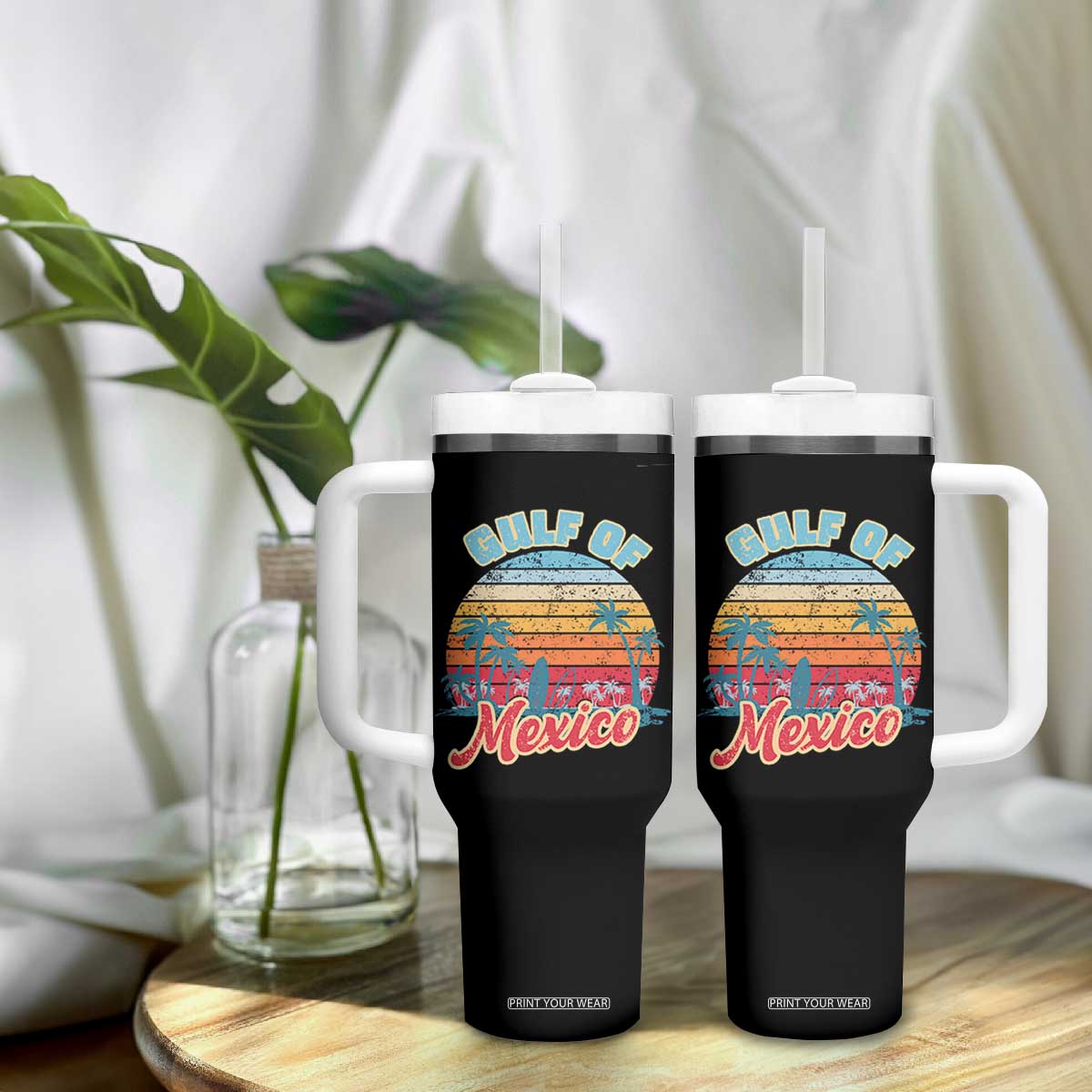Gulf of Mexico Tumbler With Handle Retro Vintage Beach TS10 Print Your Wear