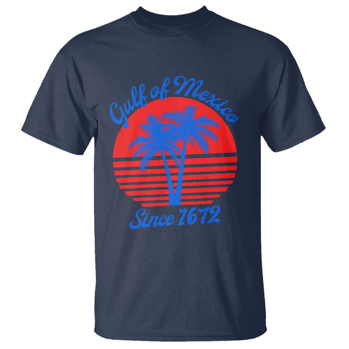 Gulf of Mexico T Shirt Since 1672 Retro Vintage 70s TS10 Navy Print Your Wear