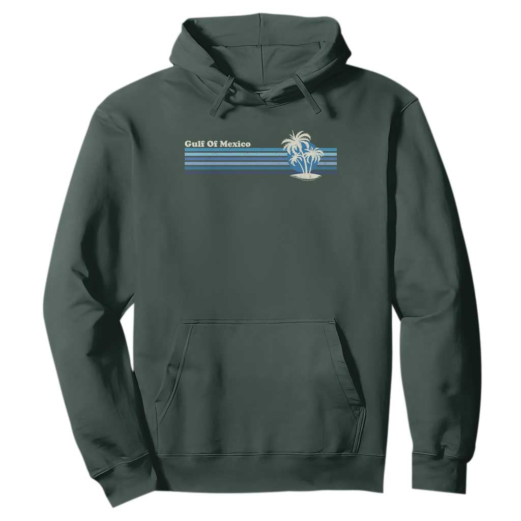 Gulf of Mexico Hoodie Vintage 80s Palm Trees Sunset TS10 Dark Forest Green Print Your Wear