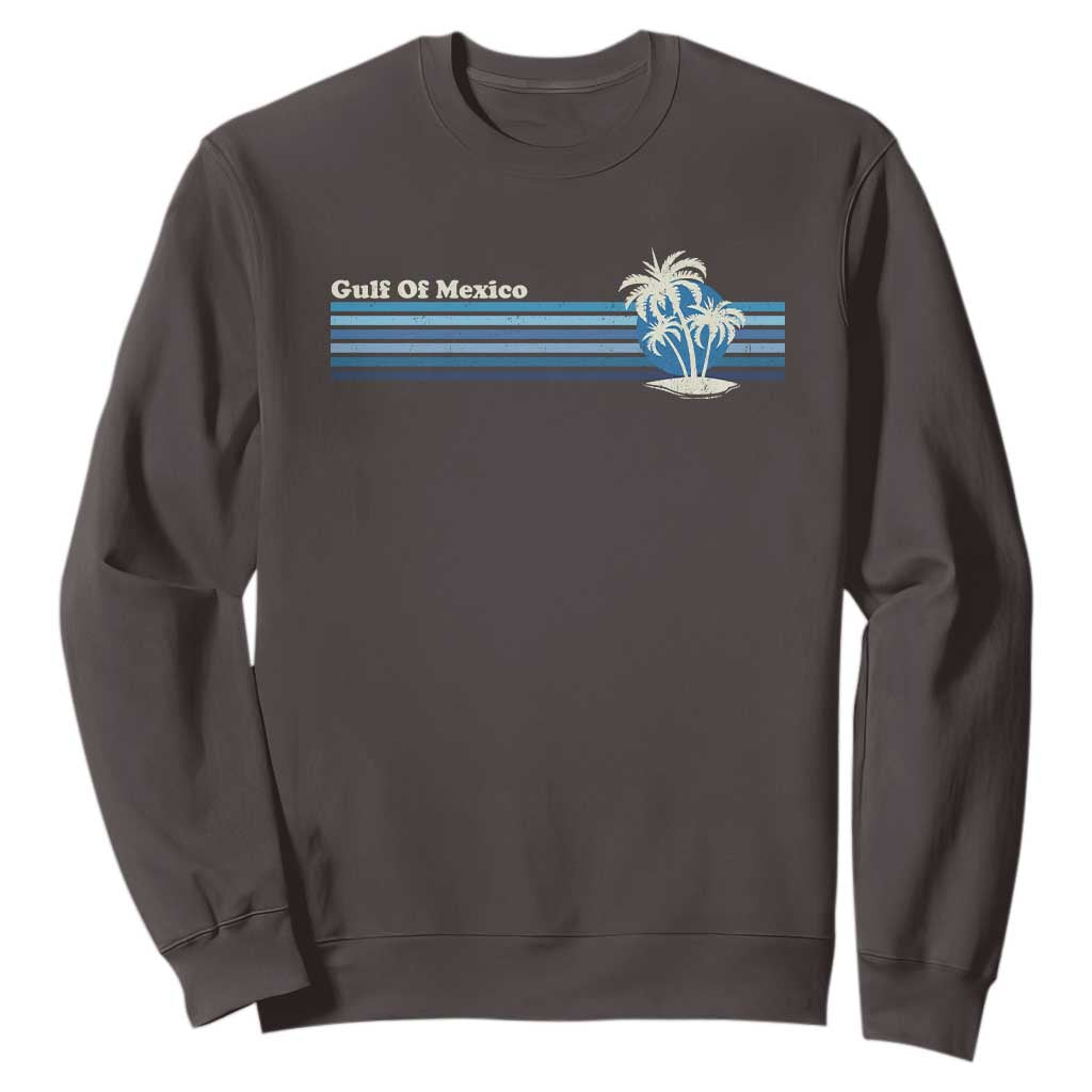 Gulf of Mexico Sweatshirt Vintage 80s Palm Trees Sunset TS10 Dark Chocolate Print Your Wear