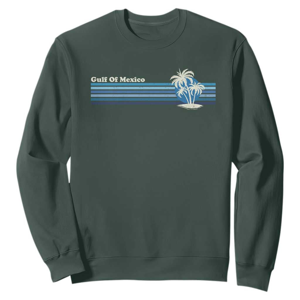 Gulf of Mexico Sweatshirt Vintage 80s Palm Trees Sunset TS10 Dark Forest Green Print Your Wear