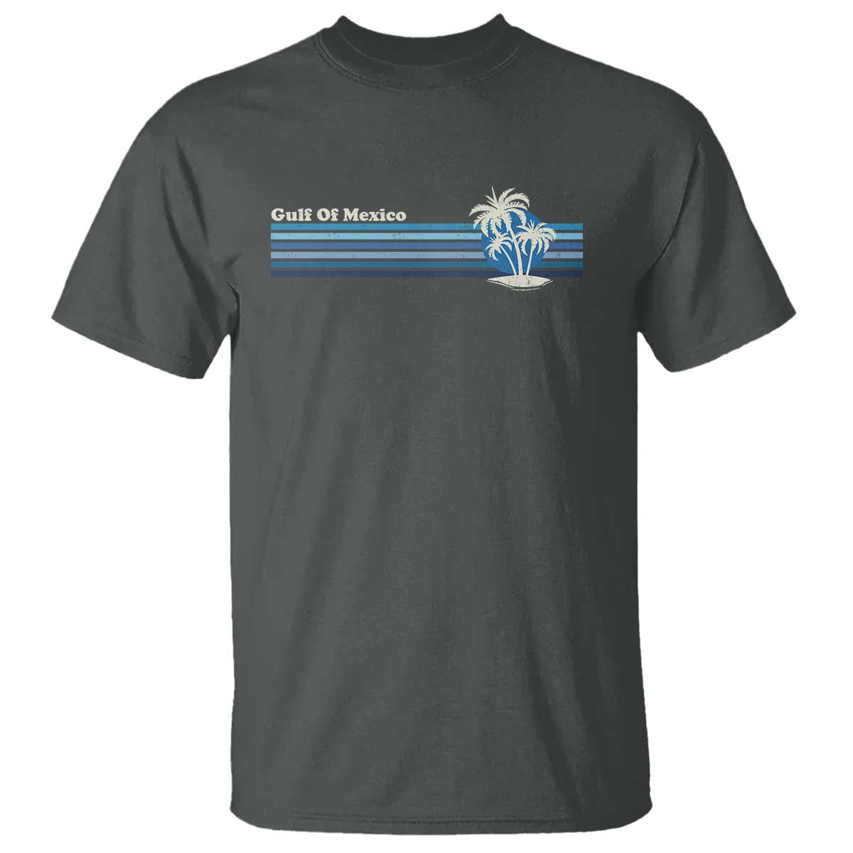 Vintage Gulf of Mexico T Shirt Retro 80s Palm Trees Sunset TS10 Dark Heather Print Your Wear