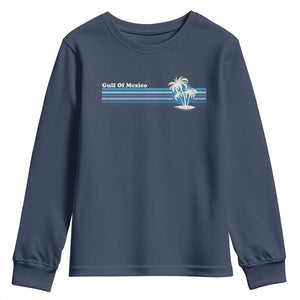 Gulf of Mexico Youth Sweatshirt Vintage 80s Palm Trees Sunset TS10 Navy Print Your Wear