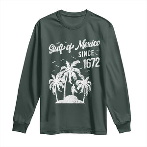 Gulf of Mexico Long Sleeve Shirt Since 1672 Palm Trees Beach TS10 Dark Forest Green Print Your Wear