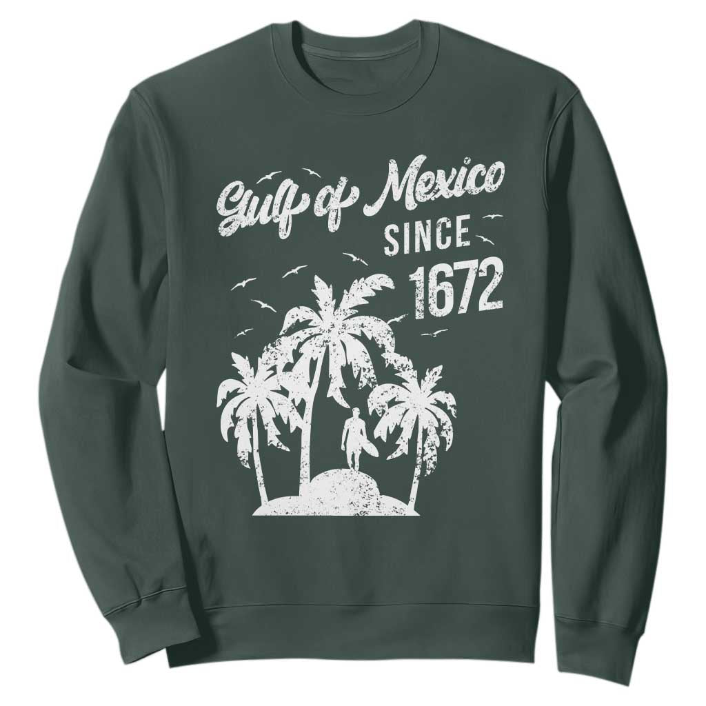 Gulf of Mexico Sweatshirt Since 1672 Palm Trees Beach TS10 Dark Forest Green Print Your Wear