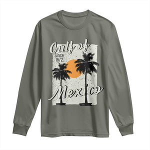 Gulf of Mexico Long Sleeve Shirt Since 1672 Beach Vibes TS10 Military Green Print Your Wear