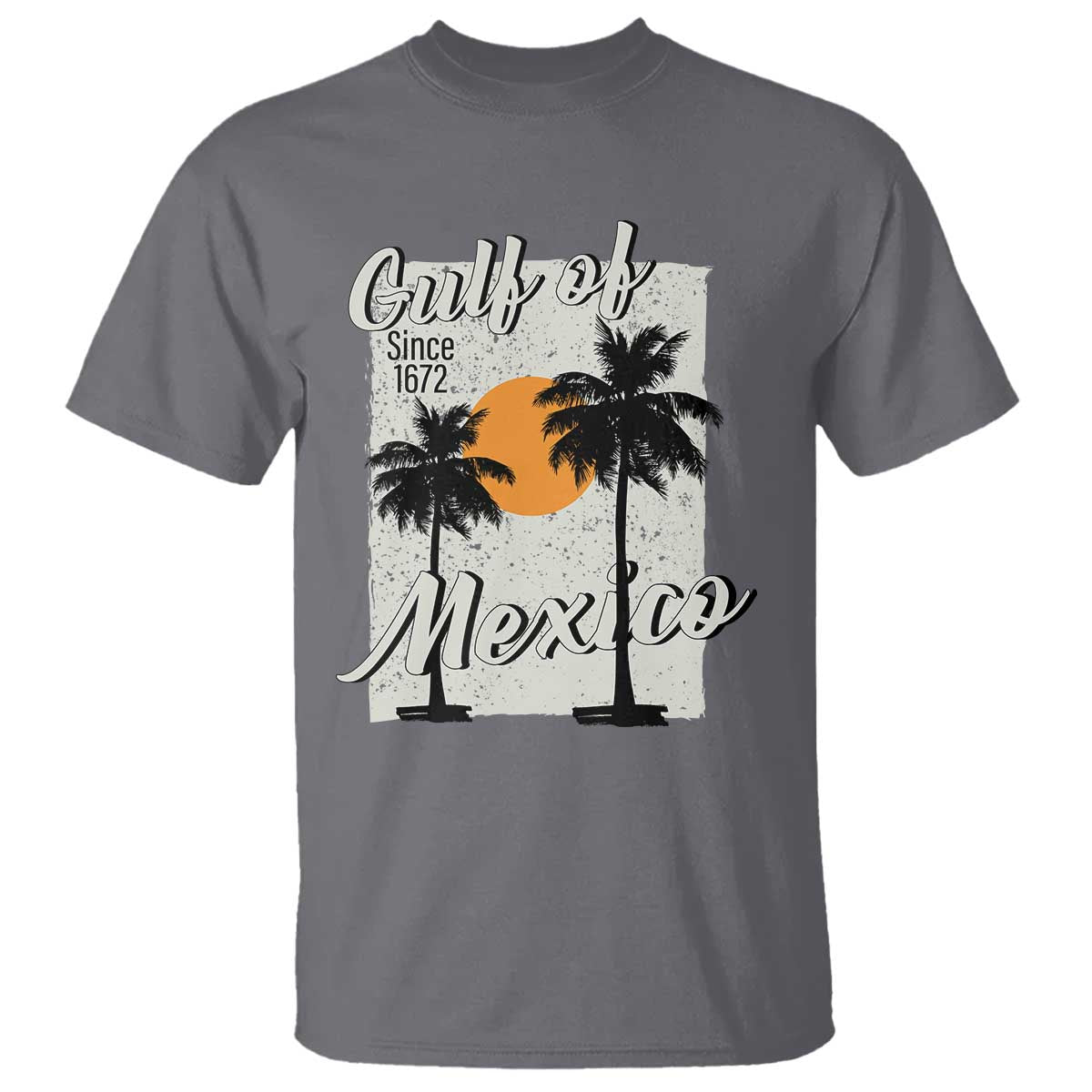 Gulf of Mexico T Shirt Since 1672 Beach Vibes TS10 Charcoal Print Your Wear