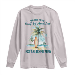 Welcome To America's Gulf Long Sleeve Shirt Established 2025 Retro Vintage Beach TS10 Ice Gray Print Your Wear