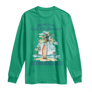 Welcome To America's Gulf Long Sleeve Shirt Established 2025 Retro Vintage Beach TS10 Irish Green Print Your Wear