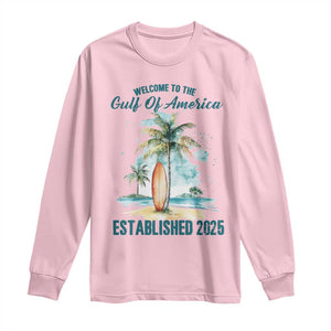 Welcome To America's Gulf Long Sleeve Shirt Established 2025 Retro Vintage Beach TS10 Light Pink Print Your Wear