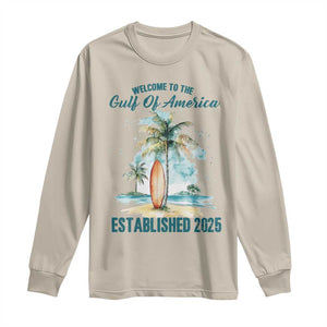 Welcome To America's Gulf Long Sleeve Shirt Established 2025 Retro Vintage Beach TS10 Sand Print Your Wear