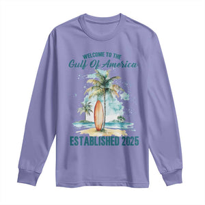 Welcome To America's Gulf Long Sleeve Shirt Established 2025 Retro Vintage Beach TS10 Violet Print Your Wear