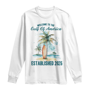 Welcome To America's Gulf Long Sleeve Shirt Established 2025 Retro Vintage Beach TS10 White Print Your Wear