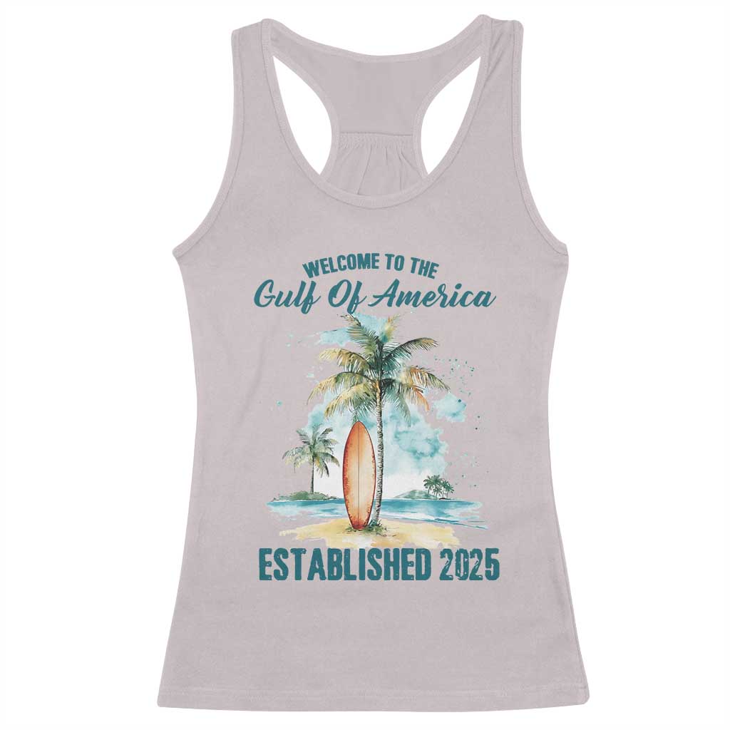 Welcome To America's Gulf Racerback Tank Top Established 2025 Retro Vintage Beach TS10 Ice Gray Print Your Wear