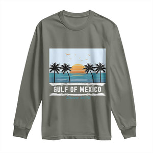 Gulf of Mexico Long Sleeve Shirt Retro Beach Vibes TS10 Military Green Print Your Wear