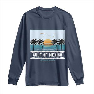 Gulf of Mexico Long Sleeve Shirt Retro Beach Vibes TS10 Navy Print Your Wear