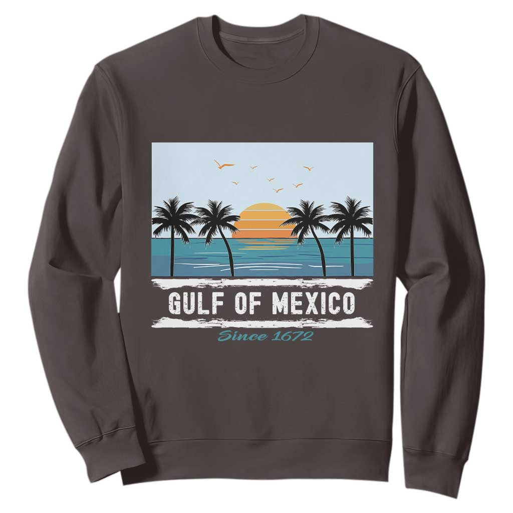 Gulf of Mexico Sweatshirt Retro Beach Vibes TS10 Dark Chocolate Print Your Wear