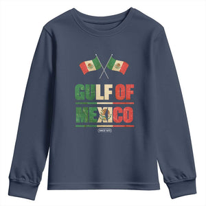 Gulf of Mexico Since 1672 Youth Sweatshirt Mexican Flag TS10 Navy Print Your Wear