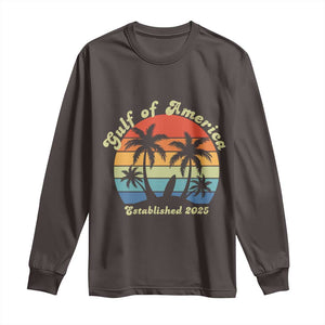 Gulf of America Long Sleeve Shirt Island Palm Summer Beach Vibes Established 2025 TS10 Dark Chocolate Print Your Wear