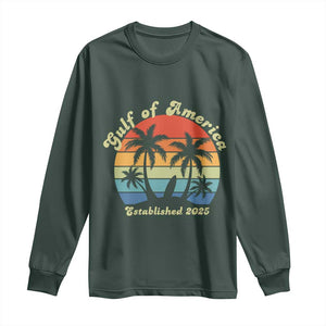 Gulf of America Long Sleeve Shirt Island Palm Summer Beach Vibes Established 2025 TS10 Dark Forest Green Print Your Wear