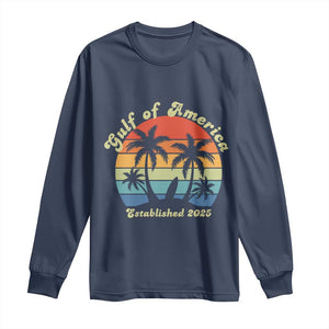 Gulf of America Long Sleeve Shirt Island Palm Summer Beach Vibes Established 2025 TS10 Navy Print Your Wear