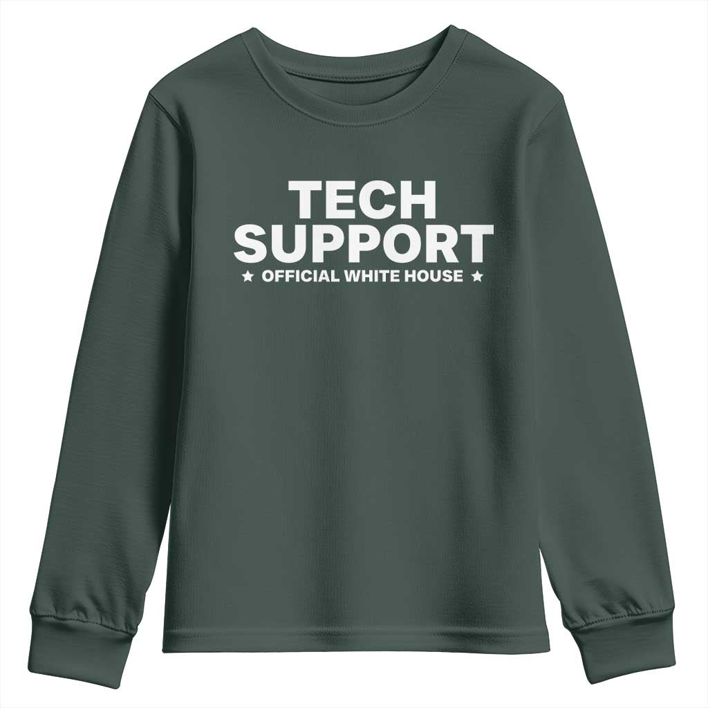 Tech Support Youth Sweatshirt Elon Musk's Doge Official White House TS10 Dark Forest Green Print Your Wear