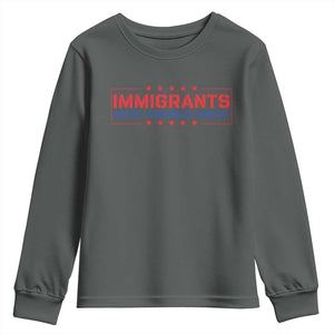 Immigrants Make America Great Youth Sweatshirt TS10 Dark Heather Print Your Wear