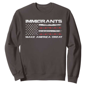 Immigrants Make America Great Sweatshirt American Flag TS10 Dark Chocolate Print Your Wear