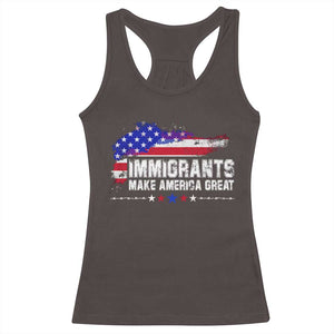 Immigrants Make America Great Racerback Tank Top American Flag Pro Immigration TS10 Dark Chocolate Print Your Wear