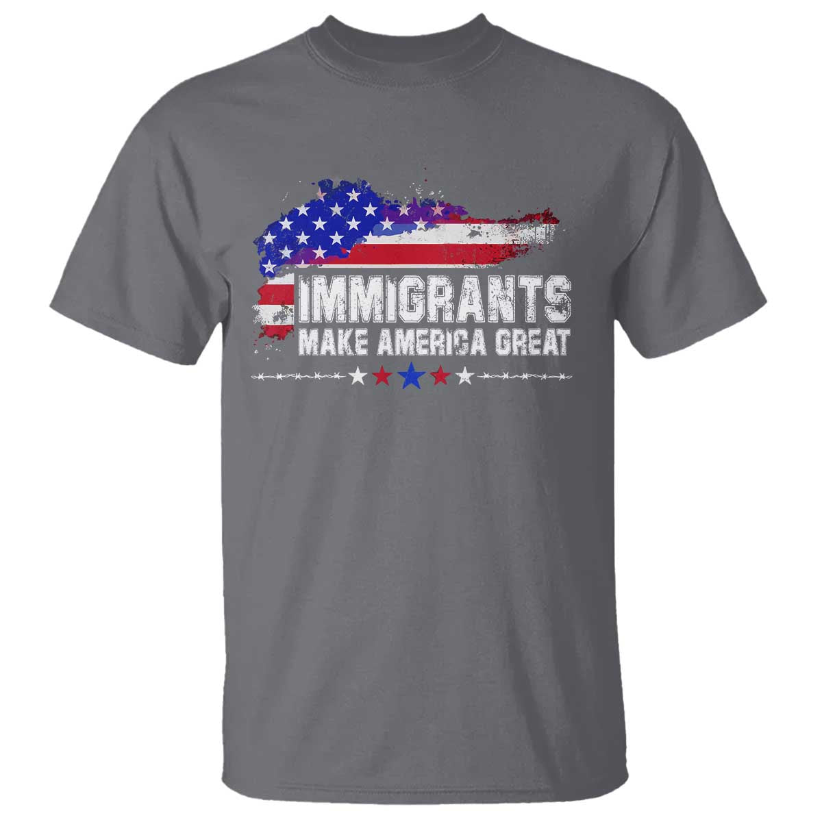Immigrants Make America Great T Shirt American Flag Pro Immigration TS10 Charcoal Print Your Wear