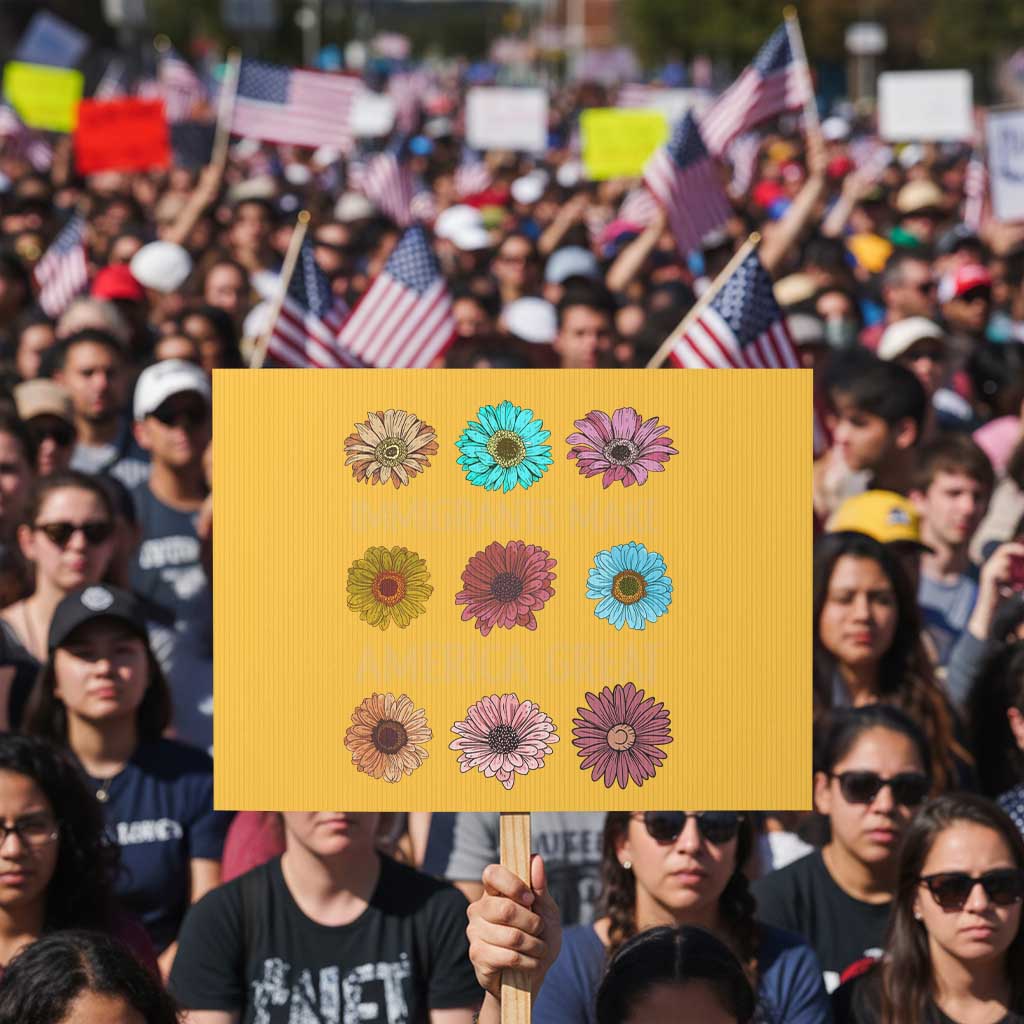 Immigrants Make America Great Protest Sign Political Progressive Pro Immigration Wildflower Gift TS10 Horizontal 18