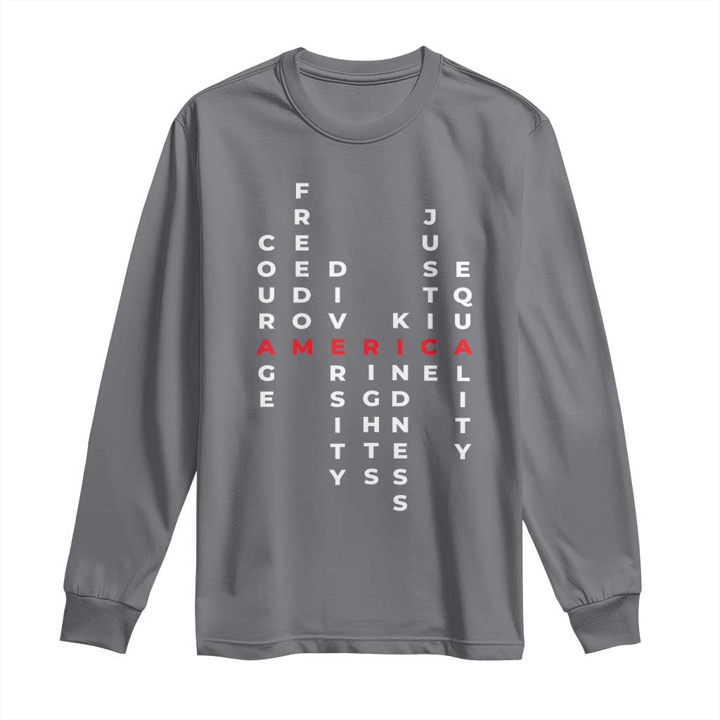 Equal Rights Long Sleeve Shirt Courage Freedom Diversity Rights Kindness Justice Equality TS10 Charcoal Print Your Wear